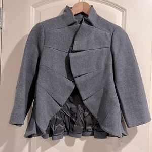 Anthropologie (Tabitha) coat with ruffled/pleated collar and trim.